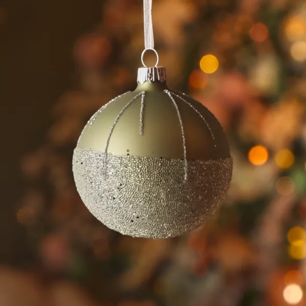 Set von 6 Weihnachtskugeln aus Glas (D80 mm) Ballotine Rosmaringr�n