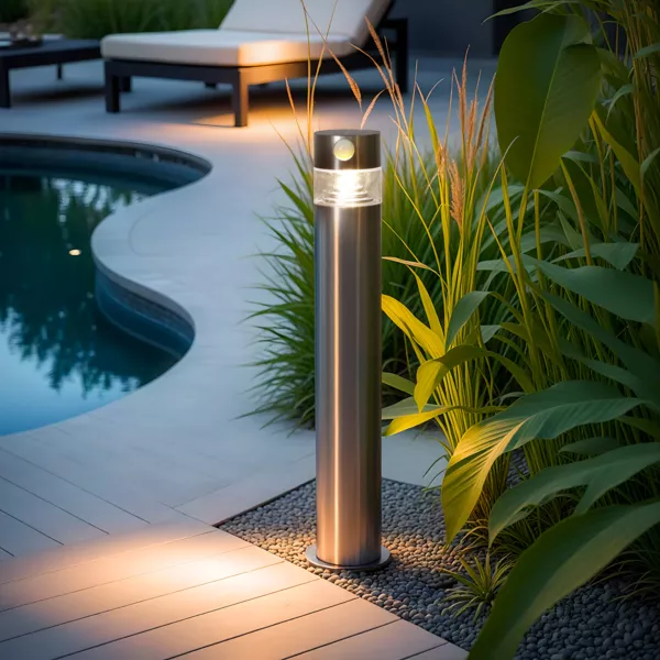 Borne de jardin solaire 150 lumens (H50 cm) Premium Argent