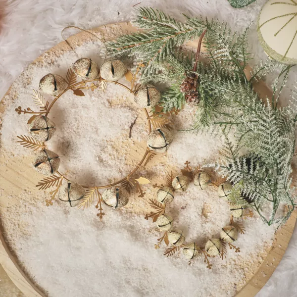 Set di 2 addobbi natalizi da appendere in metallo (D19 cm) Corona di campanelli Perla