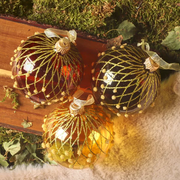 Set von 6 Weihnachtskugeln aus Glas (D80 mm) Vintage Reno Mehrfarbig