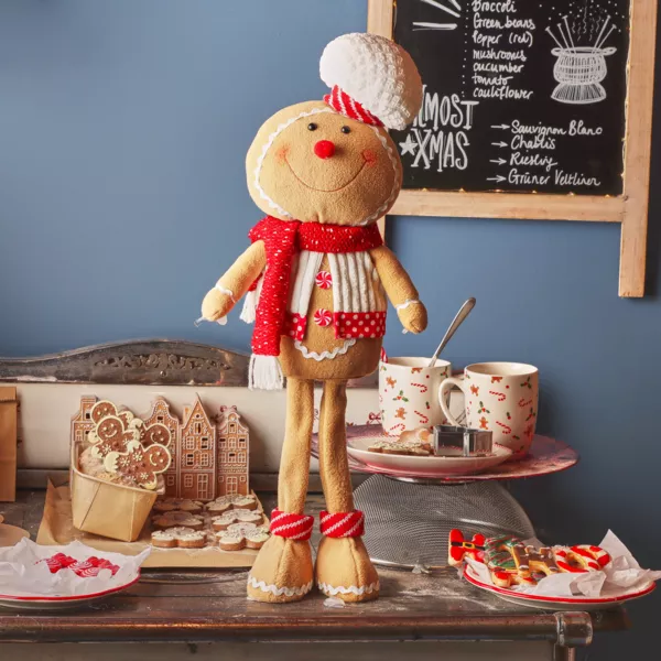 Bonhomme pain d'�pices debout (H57 cm) Camille �charpe Rouge