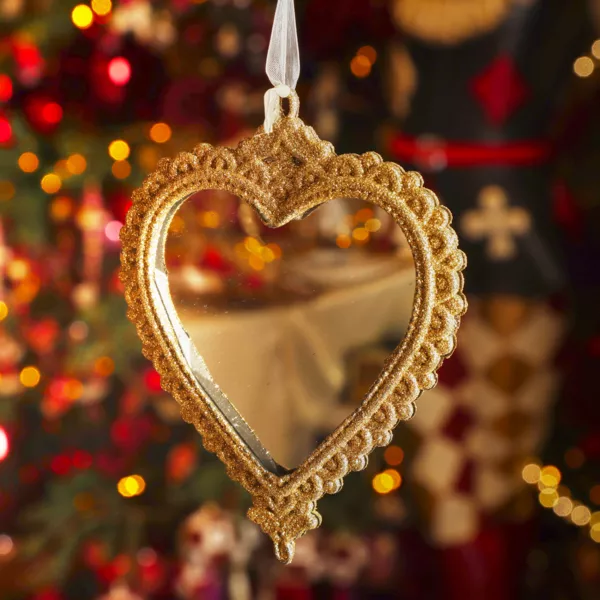 Decorazione natalizia sospesa (H14 cm) Cuore boh�mien Oro