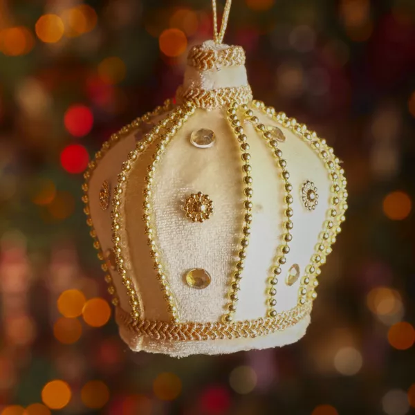 Weihnachtsanh�nger (H10 cm) Samt Krone (H10 cm) Kranz Samt Gold