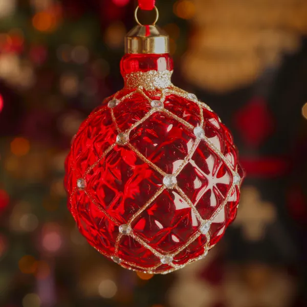 Set van 3 kerstballen van glas (D80 mm) Carrat Rood