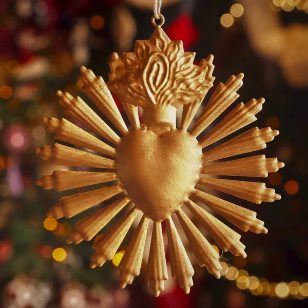 Pendente di Natale in metallo (D14 cm) Exvoto di Natale Oro antico