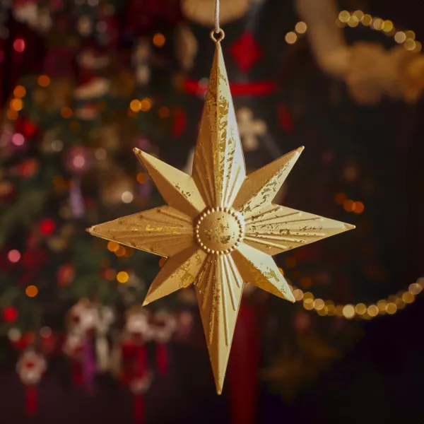 Decorazione natalizia da appendere in metallo (H18 cm) Stella Venezia Oro