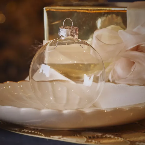 S�t med 6 julekugler i glas (D80 mm) Myst Transparent