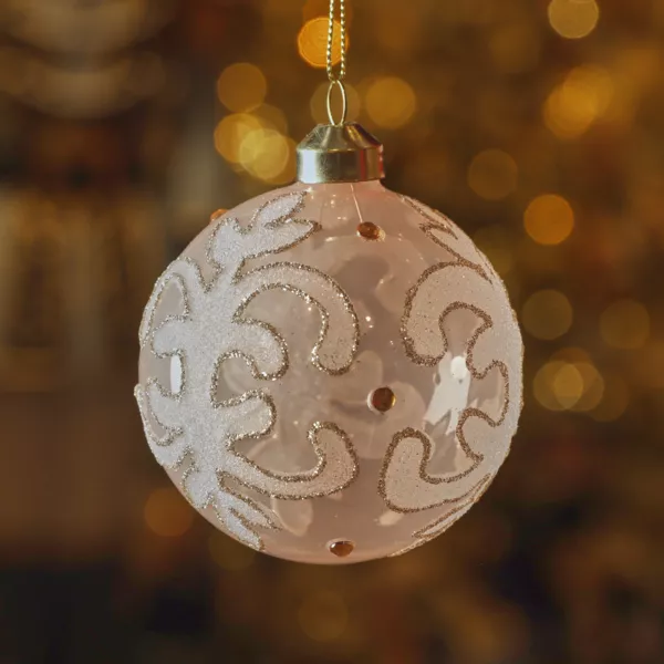 Lot de 3 boules de No�l en verre (D80 mm) Castel Perle