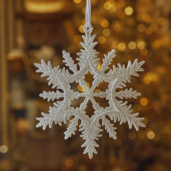 Decorazione natalizia sospesa (D13 cm) Fiocco di neve scintillante Perla glitterata