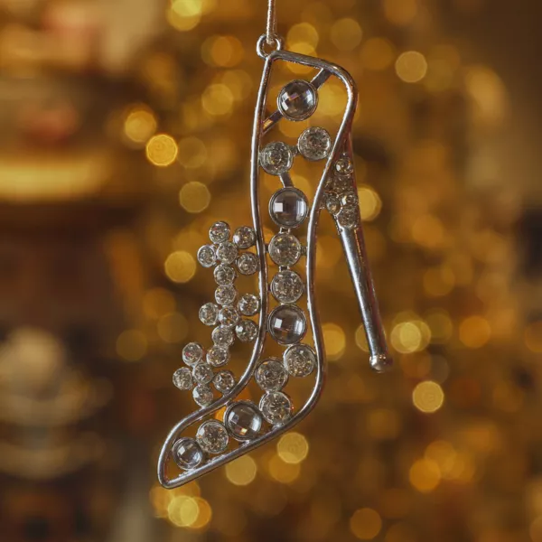 Adorno de Navidad colgante de metal (H11 cm) Paris strass Plateado