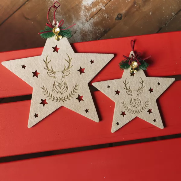 2er Set Filzanh�nger (D25-D19 cm) Sanfte Sterne Natur