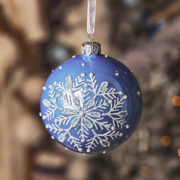 Set di 6 palline di Natale in vetro (D80 mm) Mio bel Fiocco di neve Blu cielo
