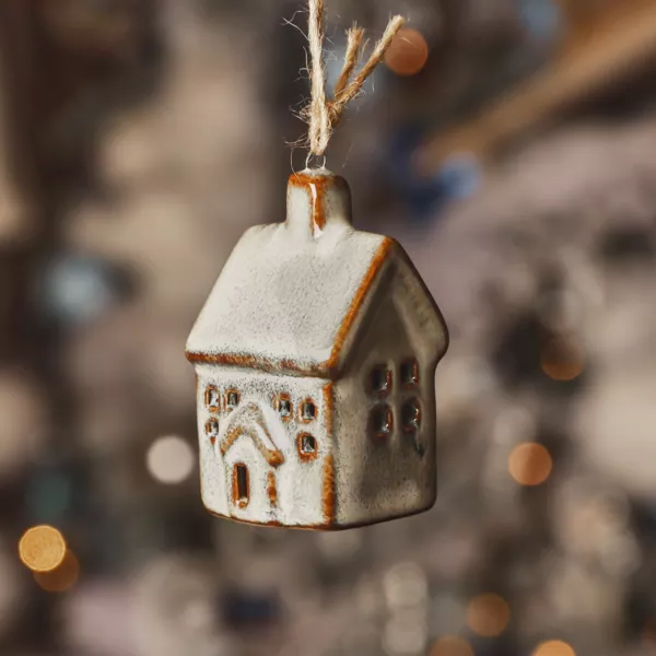 Pendente di Natale in porcellana (H7 cm) Dolce Casa Beige