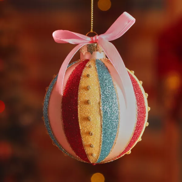 Lote de 12 bolas de Navidad de vidrio (D80 mm) Ensue�o Multicolor