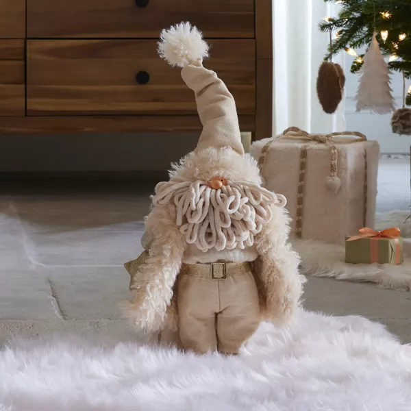 P�re No�l d�coratif debout (H48 cm) Etoile scandinave dor�e