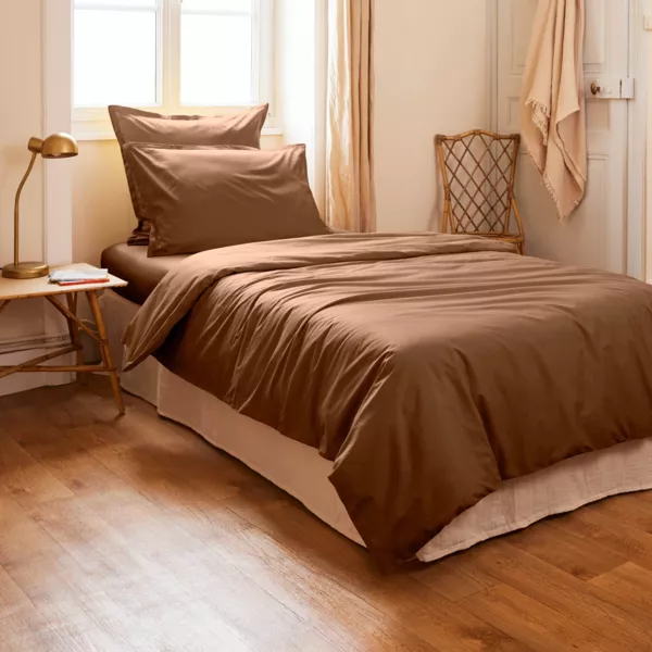 Housse de couette percale de coton (140 x 200 cm) Cali Marron chocolat