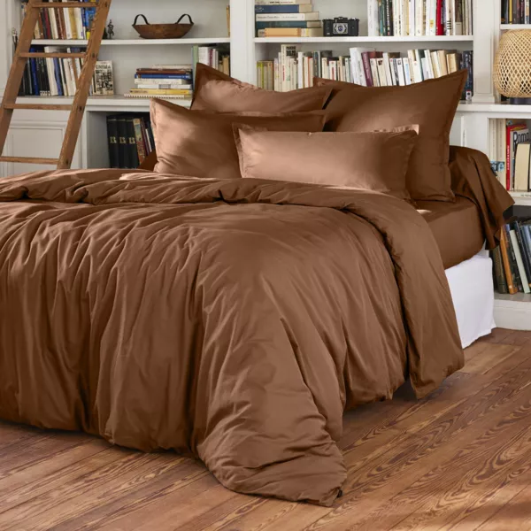 Copripiumino in percalle di cotone (280 x 240 cm) Cali Marrone cioccolato