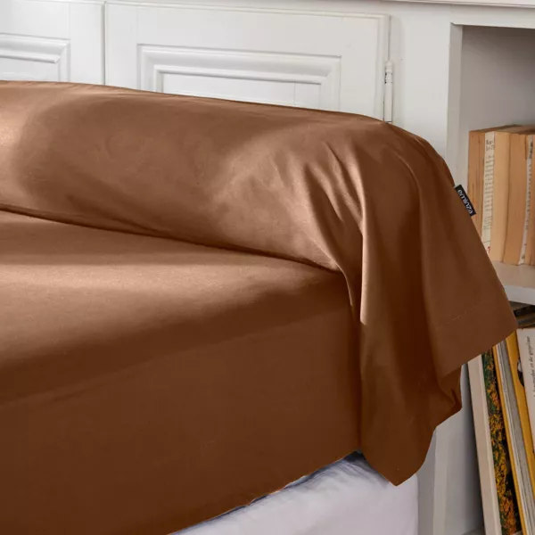 Federa cuscino a rullo percalle di cotone (L185 cm) Cali Marrone cioccolato