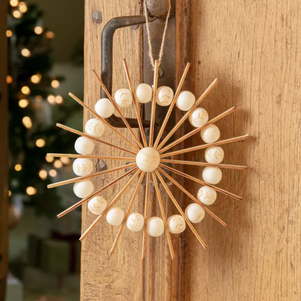 Adorno navideño de madera colgante (D20 cm) Escandinavo Beige