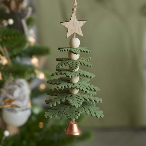 Decorazione natalizia sospesa in feltro (H17 cm) Albero incantato Verde abete