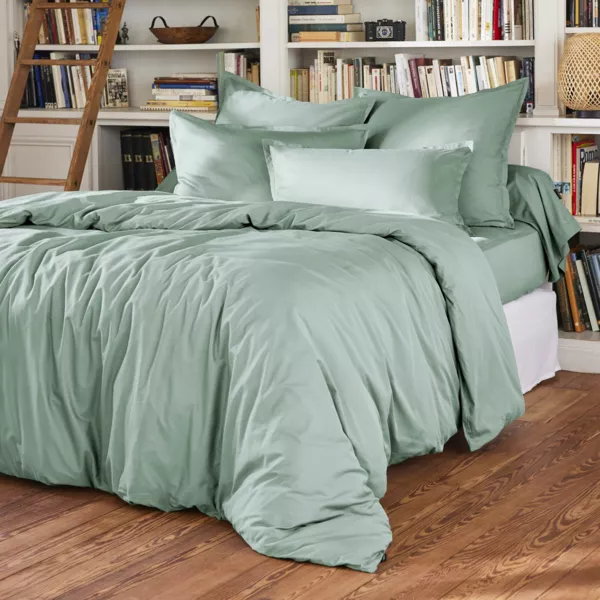 Katoen percale dekbedovertrek (260 x 240 cm) Cali Eucalyptus Groen