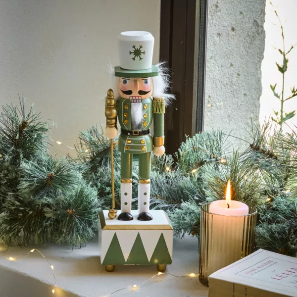 Soldato Schiaccianoci in legno (H30 cm) Edouard Imperiale Verde e bianco