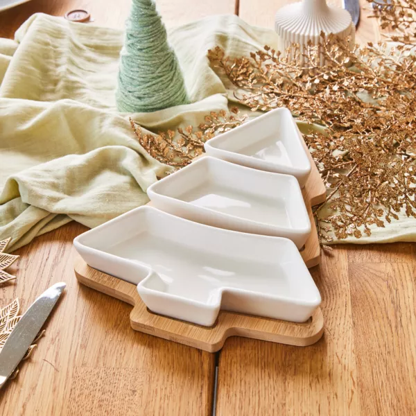 Tapas-Set 3 Teller (27 x 20 cm) Mein sch�ner Tannenbaum Wei�