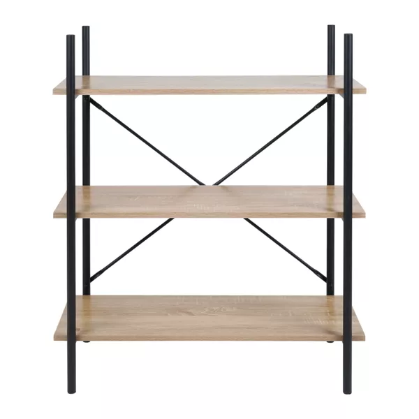 3-laags houten en metalen rek (H96.5 cm) Lola Zwart