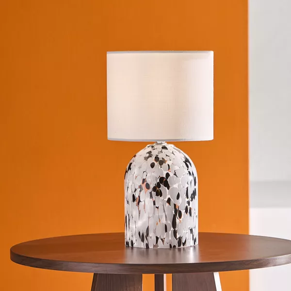 Bordlampe i Glas og Linned (H31 cm) Pepper Sort