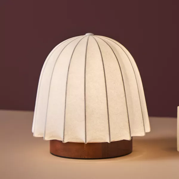 Lampe � poser en Tissu et M�tal (H19 cm) Marcel Marron