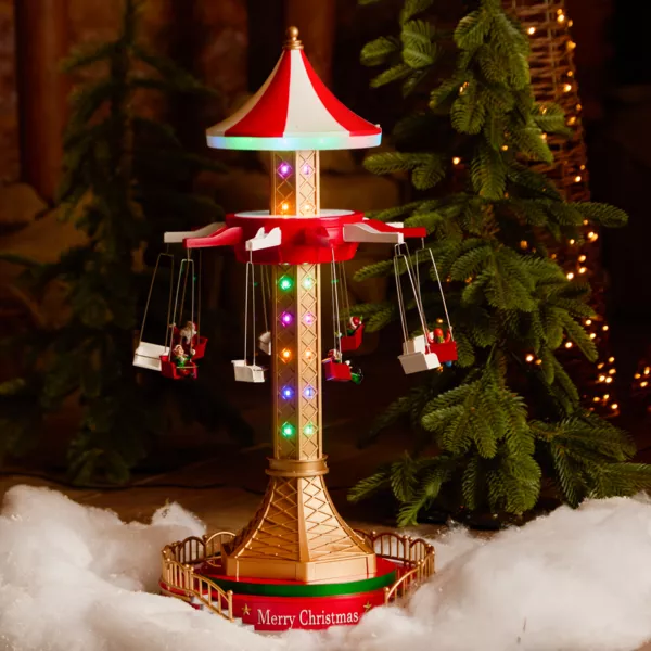 Pueblo de Navidad luminoso, animado y musical (H52 cm) Carrusel de sensaciones