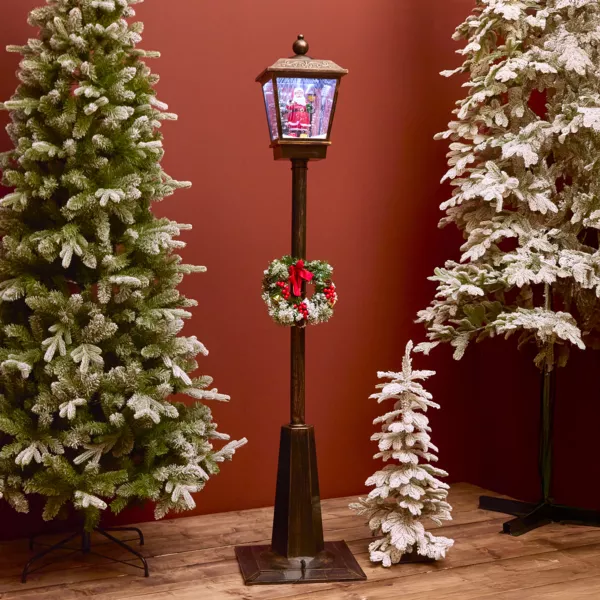 Farol de Navidad iluminado y animado 33 LED (H180 cm) Nieve cayendo Negro