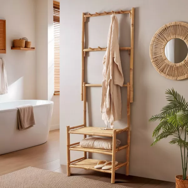 Bambus Aufbewahrungsm�bel mit Haken f�r die Garderobe (70 x H190 cm) Hanoi