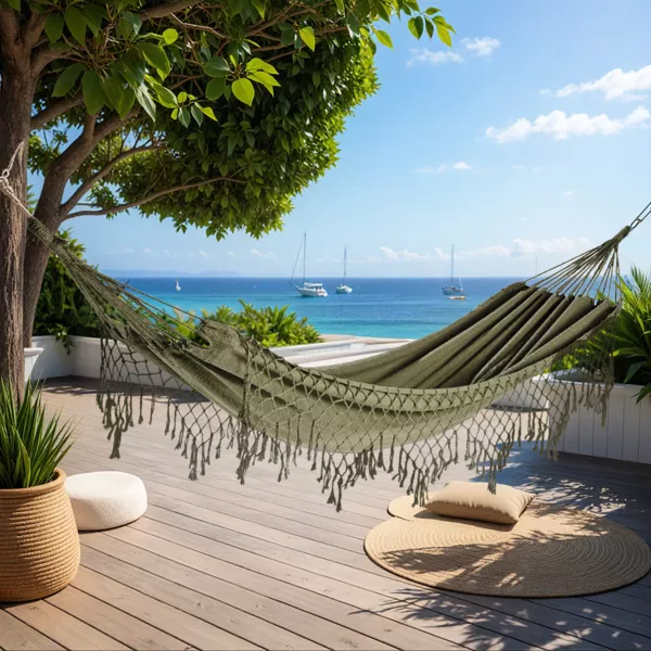 Toile de hamac � franges Serenity Vert kaki