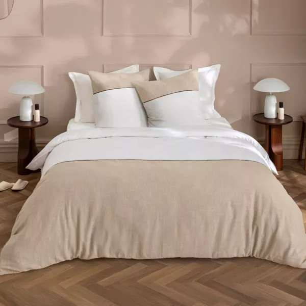 Bomuldsdynebetr�k og to pudebetr�k (240 x 220 cm) Gabrielle Beige