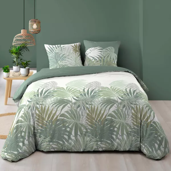 Copripiumino e due federe in cotone (240 x 220 cm) Nymea Verde