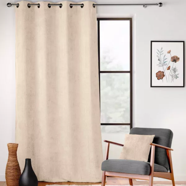 Rideau velours chenille (140 x 260 cm) Leo Ecru