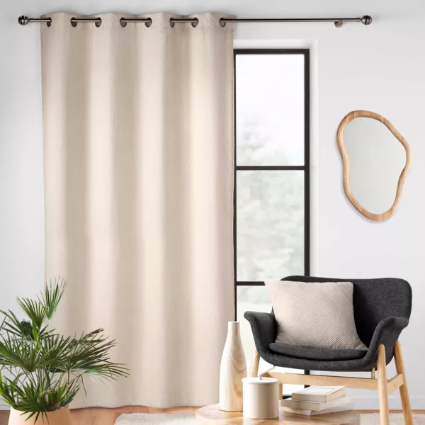 Rideau Occultant Simple Jane Churchill En Soie Entrelacée - 63x113 Pouces, Gris, Plis Pincés, Occasion
