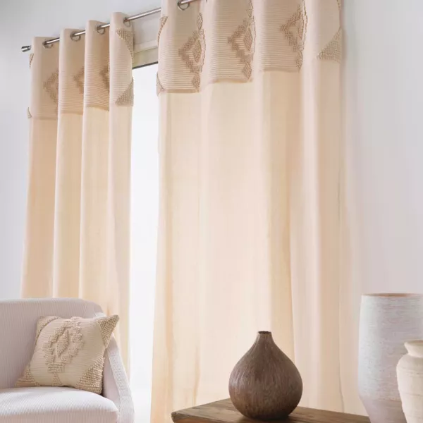 Gewebter Baumwollvorhang (140 x 240 cm) Kamary Cremeweiß