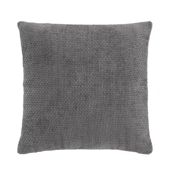 Cojín cuadrado de terciopelo chenilla (45 x 45 cm) Leo Gris Antracita