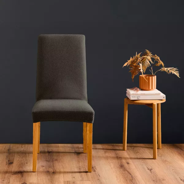 Funda de silla extensible efecto gofrado (40 x 40 cm) Sacha Gris granito
