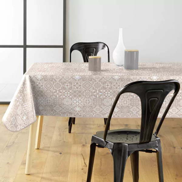 Nappe rectangulaire enduite PVC (140 x 240 cm) Carella Blanche