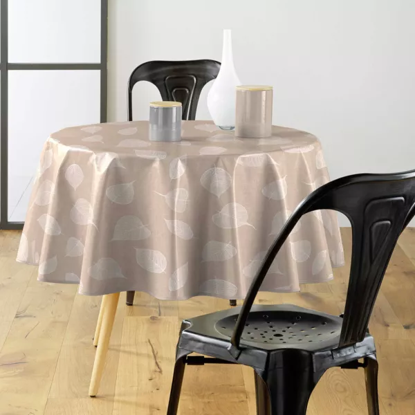 Runde PVC-beschichtete Tischdecke (160 cm) Feuillys Wei�