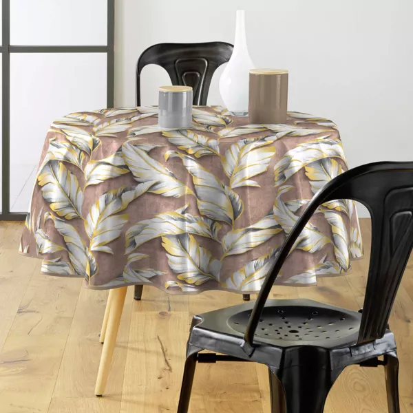 Tovaglia tonda in PVC rivestito impermeabile (Diametro 160 cm) Ebany Cioccolato