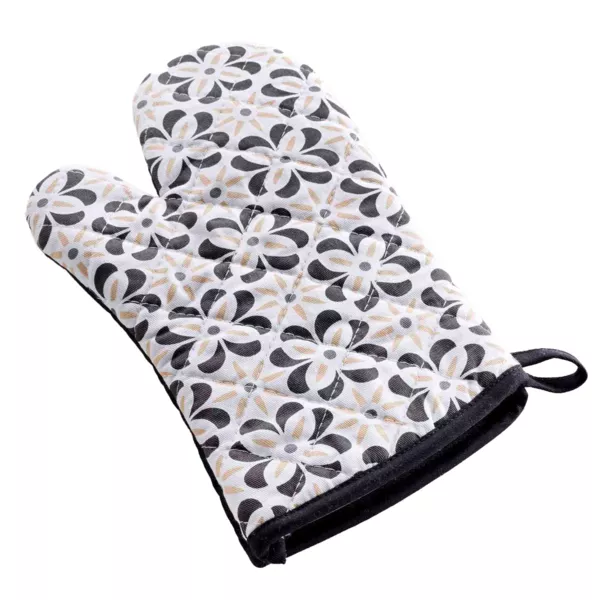 Ambidextreuze katoenen keukenhandschoen (30 x 18 cm) Solaris Zwart