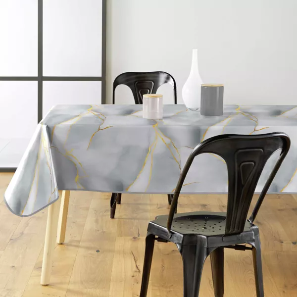 Nappe rectangulaire enduite PVC (140 x 240 cm) Marbrelle Grise