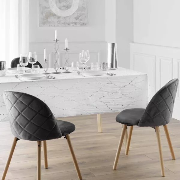 Nappe de No�l rectangulaire (140 x 240 cm) Astrelia Blanc et argent