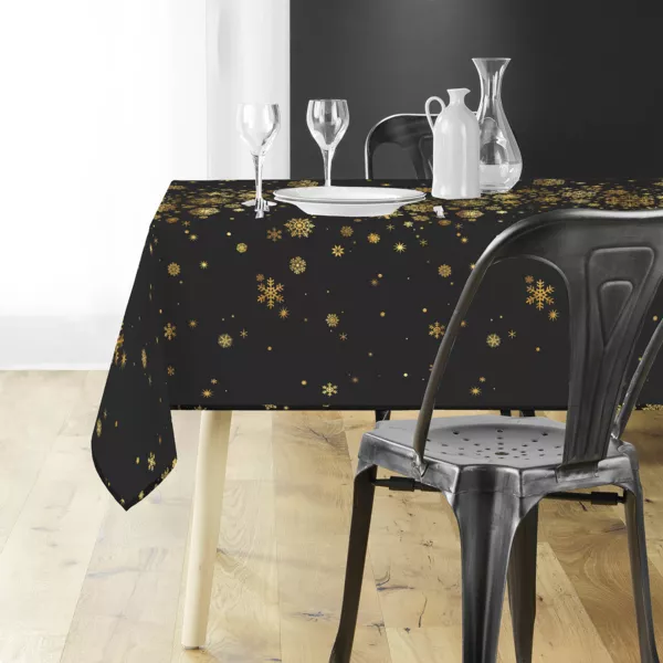 Kersttafelkleed rechthoekig (150 x 300 cm) Constellation Zwart en goud