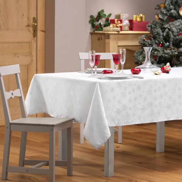 Rechteckige Weihnachtstischdecke (140 x 300 cm) Winterflocke Wei�