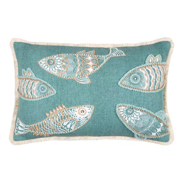 Rechteckiges Baumwollkissen (35 x 50 cm) Barbade C�ladon-Gr�n